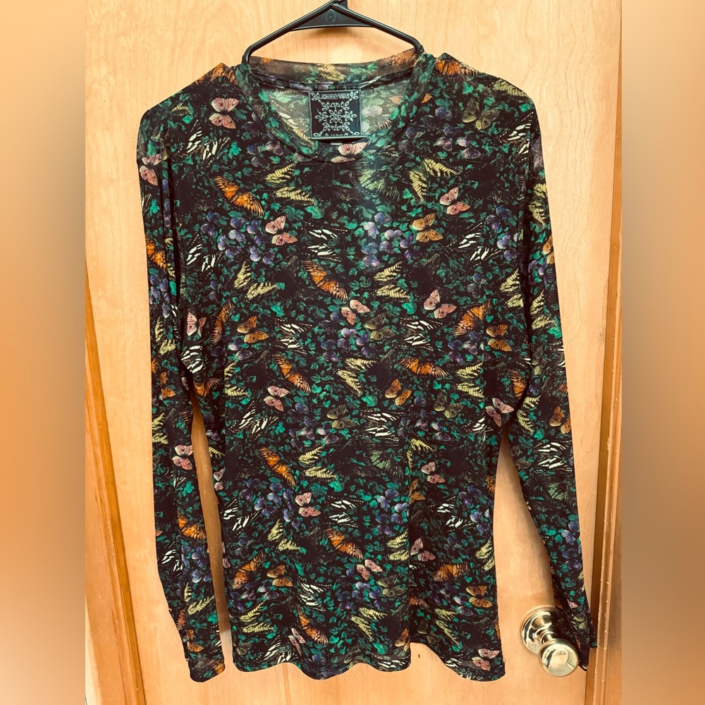 Butterfly Mesh Long Sleeve Top